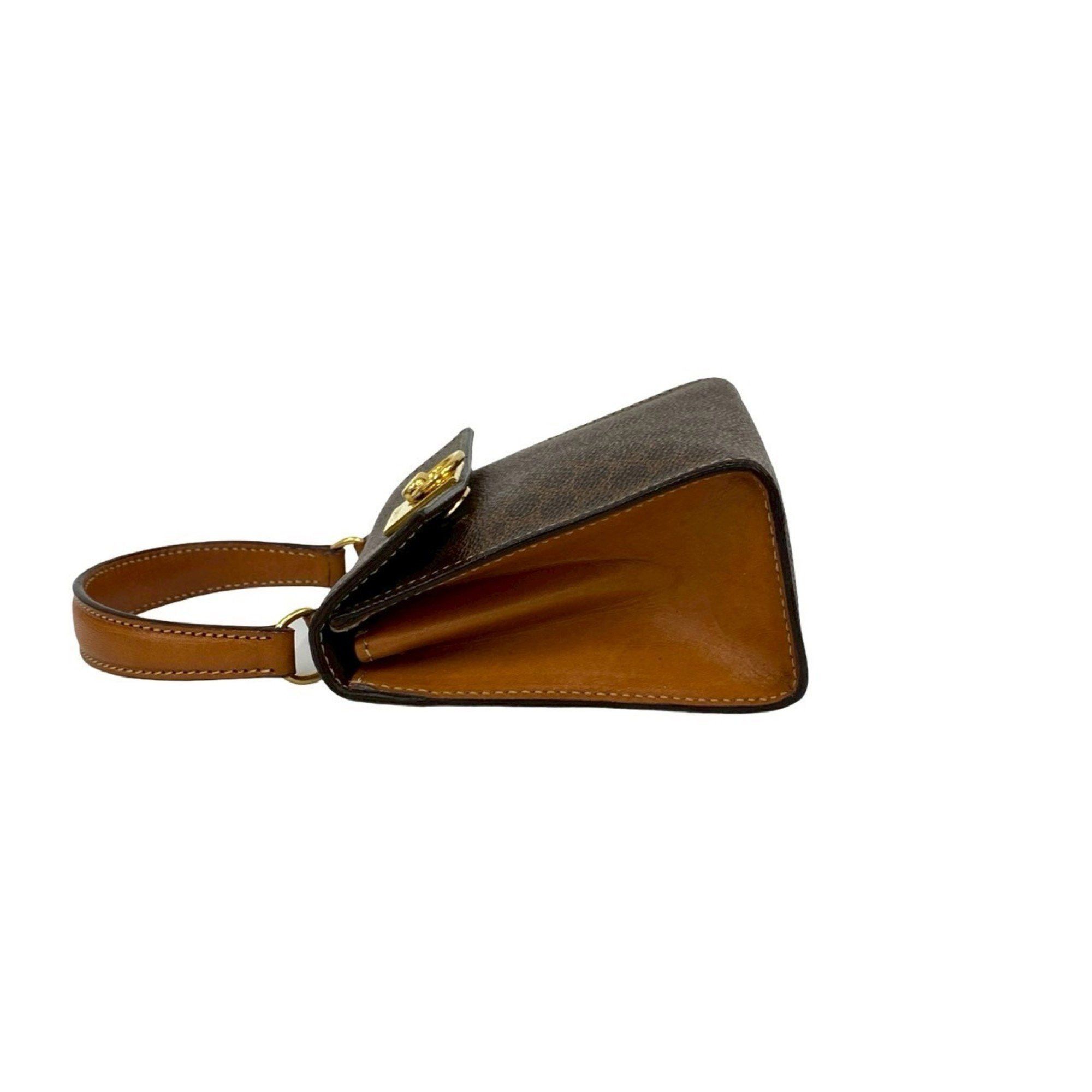 Celine CELINE Macadam Logo Ring Leather 2-Way Mini Handbag/Shoulder Bag Brown 492-2 Size ONE SIZE - 5 Thumbnail