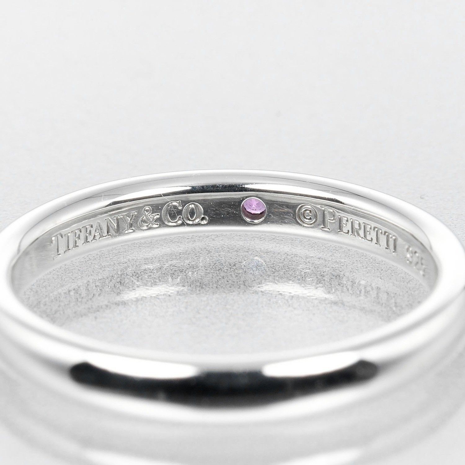 Tiffany & Co. Tiffany & Co. Elsa Peretti 1 Diamond Stacking Band Ring Silver 925 with Pink Saphir Size ONE SIZE - 7 Thumbnail