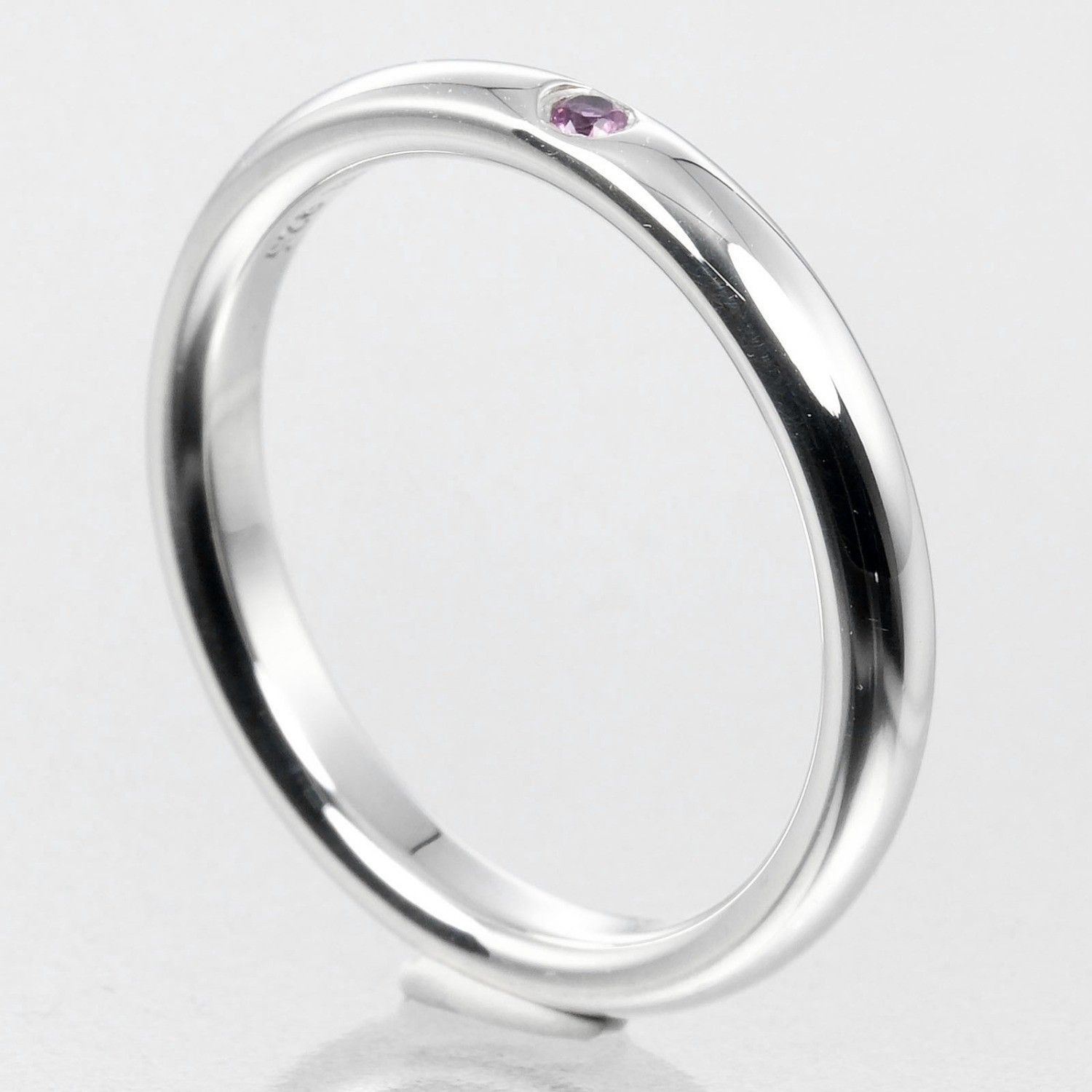 Tiffany & Co. Tiffany & Co. Elsa Peretti 1 Diamond Stacking Band Ring Silver 925 with Pink Saphir Size ONE SIZE - 4 Thumbnail