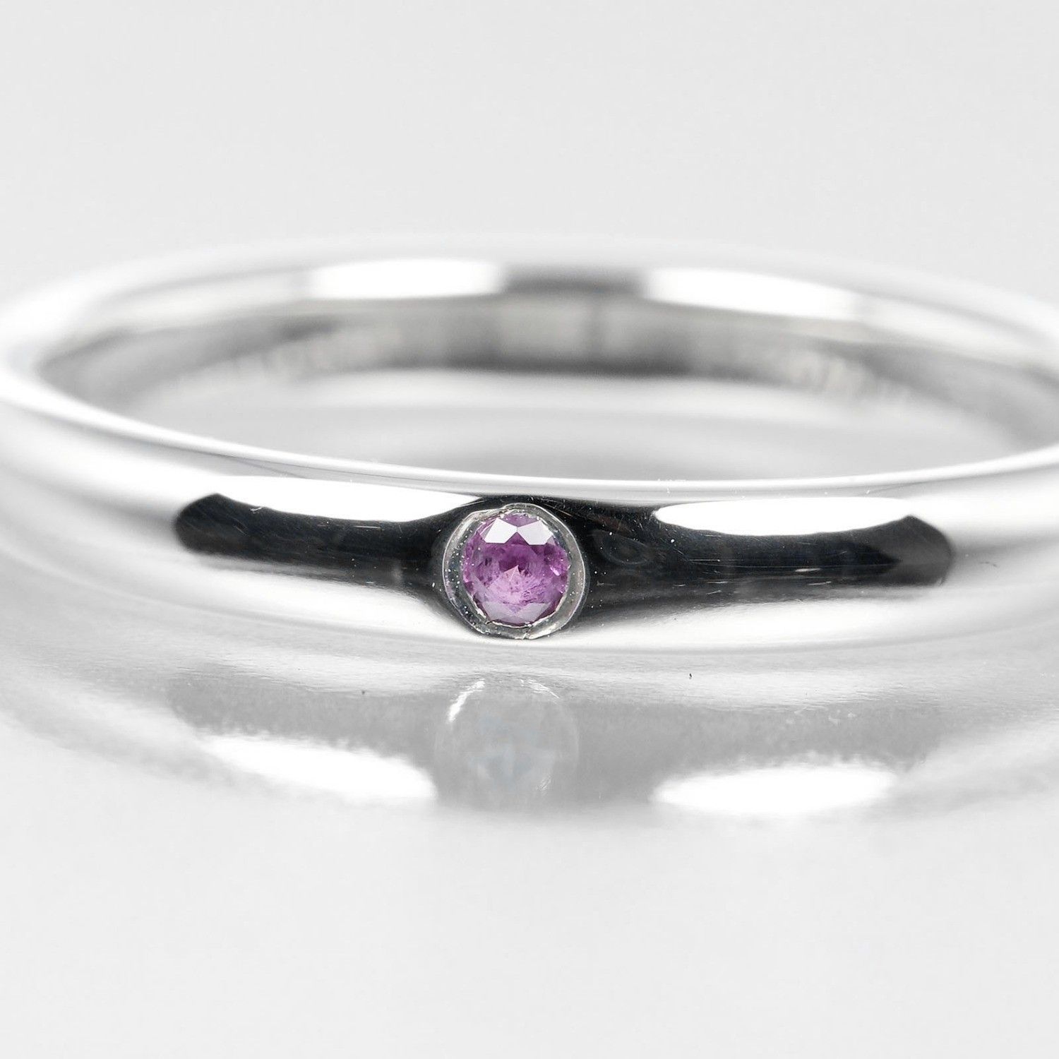Tiffany & Co. Tiffany & Co. Elsa Peretti 1 Diamond Stacking Band Ring Silver 925 with Pink Saphir Size ONE SIZE - 2 Thumbnail