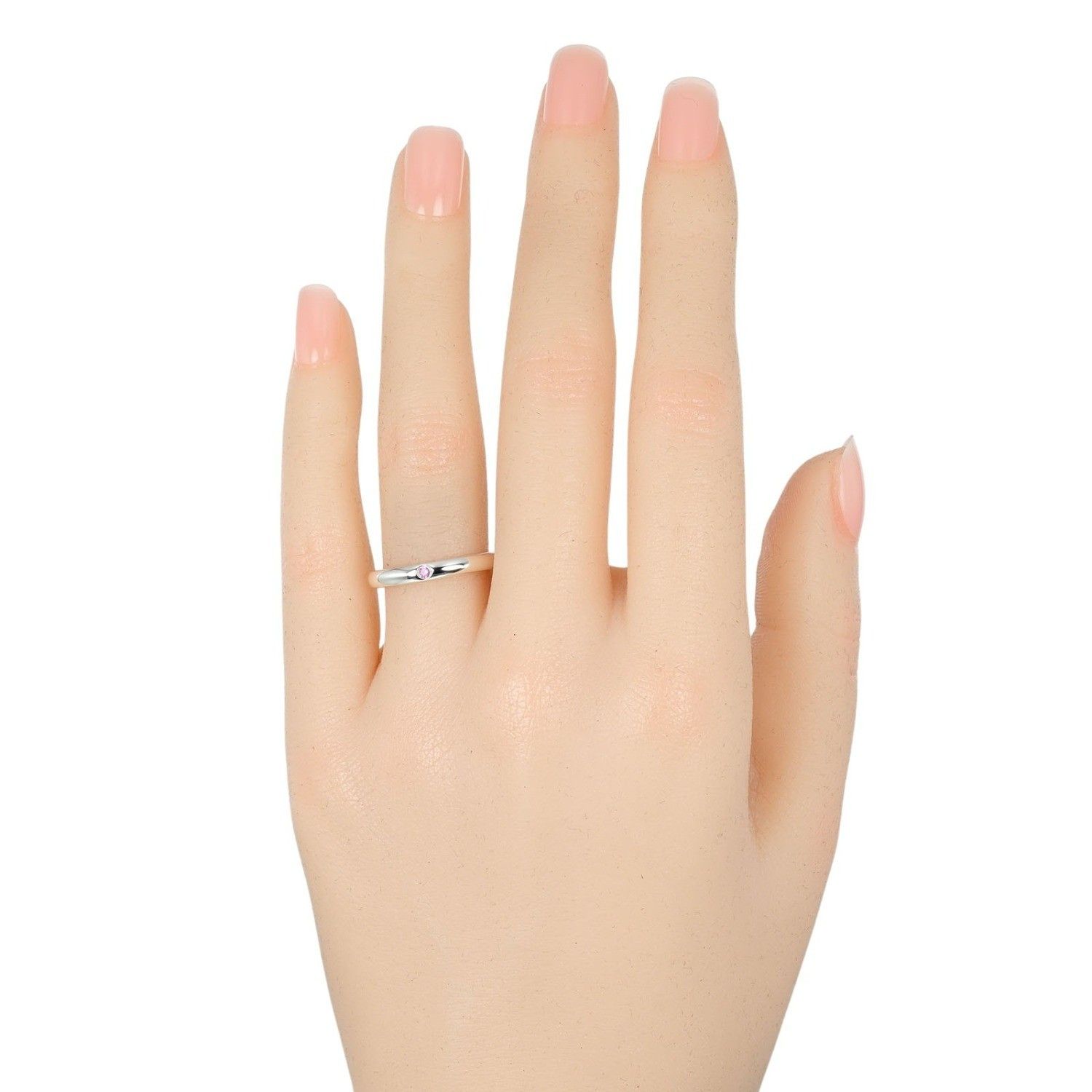 Tiffany & Co. Tiffany & Co. Elsa Peretti 1 Diamond Stacking Band Ring Silver 925 with Pink Saphir Size ONE SIZE - 8 Thumbnail