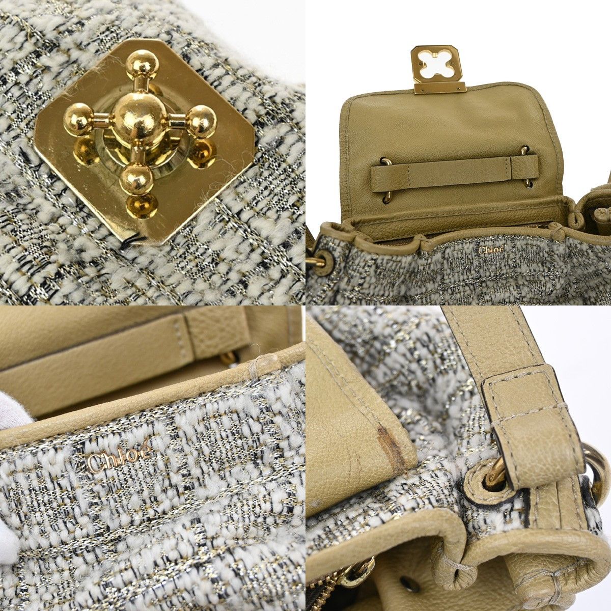 Chloe Chloe Elsie Shoulder Bag Tweed Leather Size ONE SIZE - 13 Thumbnail