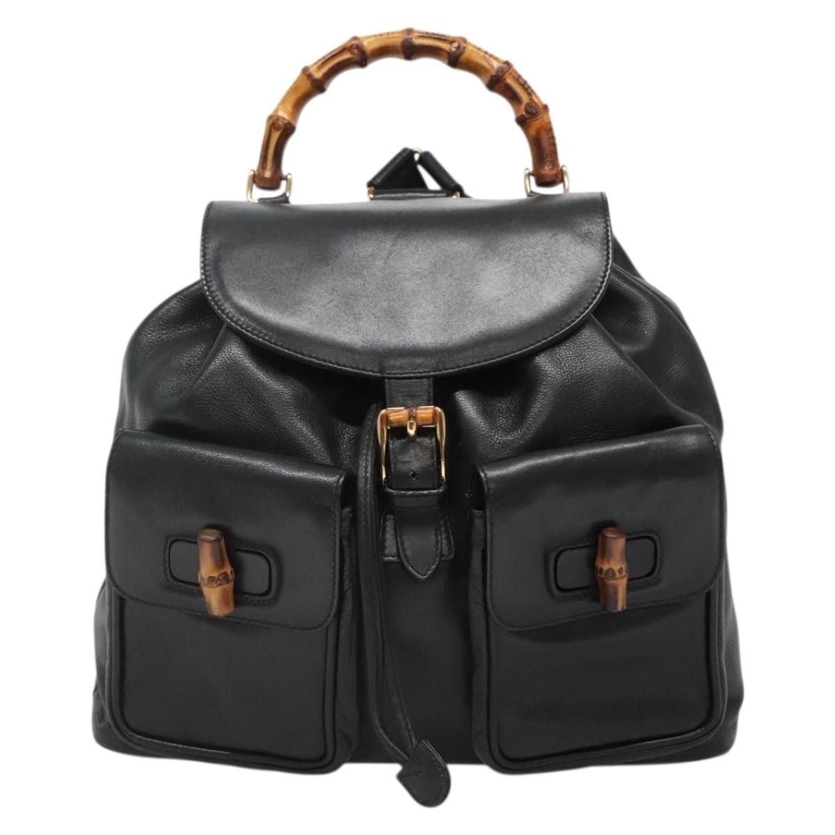 Gucci Gucci Vintage Bamboo Backpack Leather Size ONE SIZE - 24 Thumbnail
