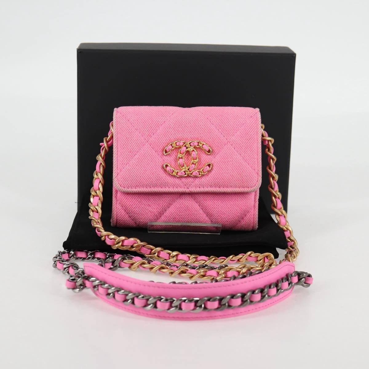 Chanel Chanel 19 Flap Coin Purse With Chain Quilted Denim Size ONE SIZE - 14 Thumbnail