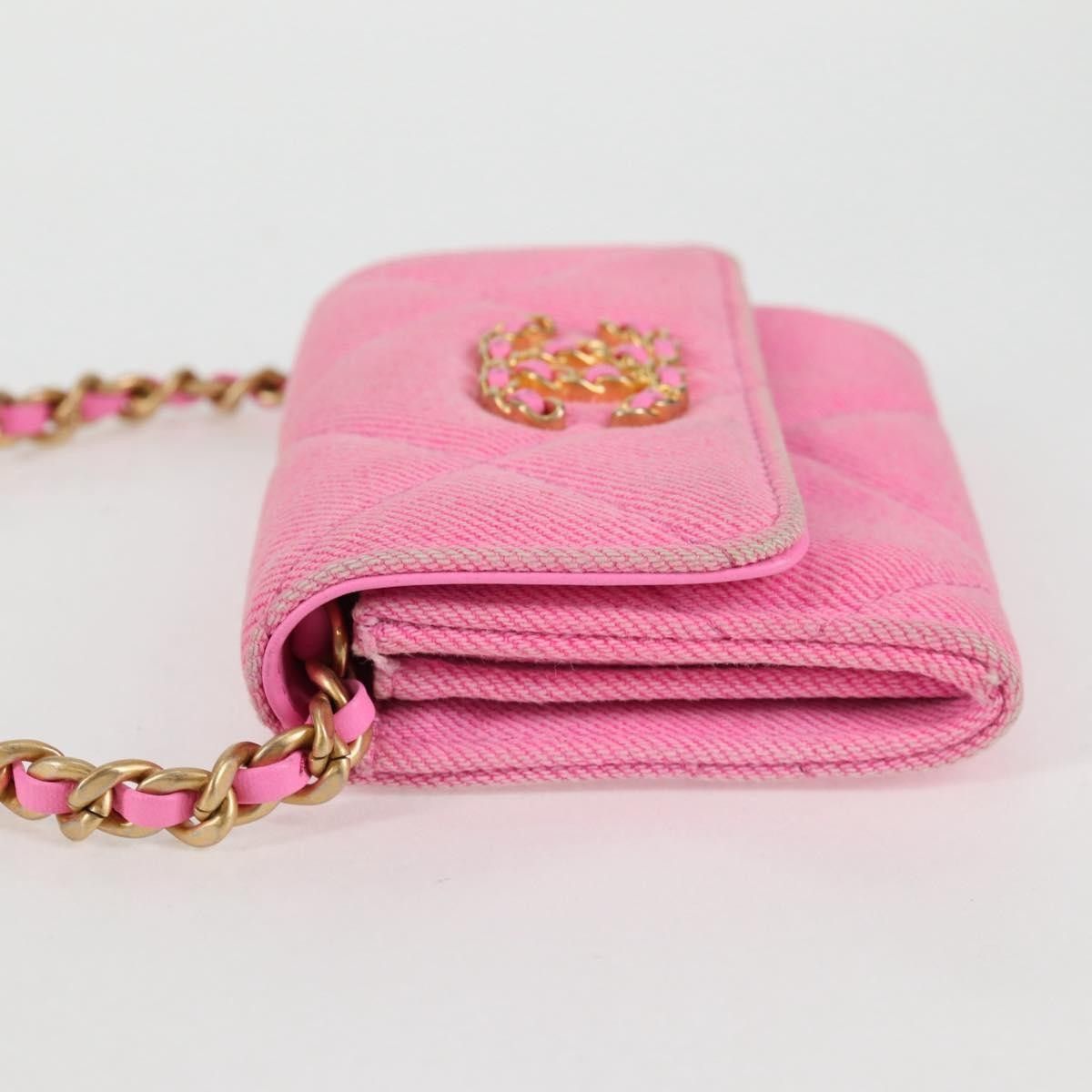 Chanel Chanel 19 Flap Coin Purse With Chain Quilted Denim Size ONE SIZE - 3 Thumbnail