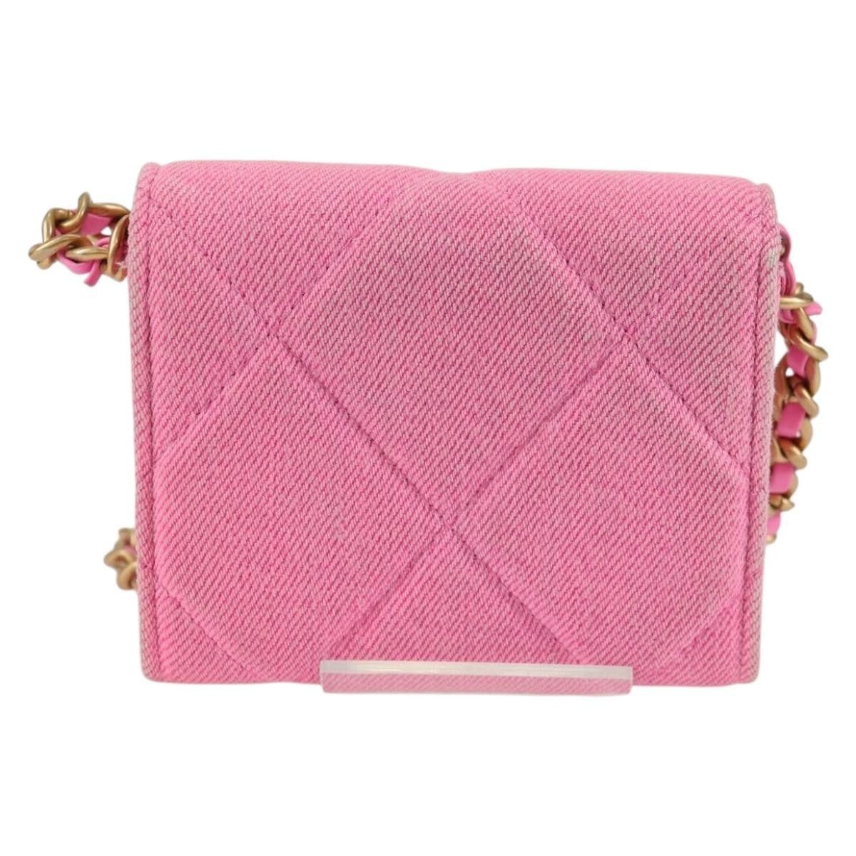 Chanel Chanel 19 Flap Coin Purse With Chain Quilted Denim Size ONE SIZE - 2 Thumbnail