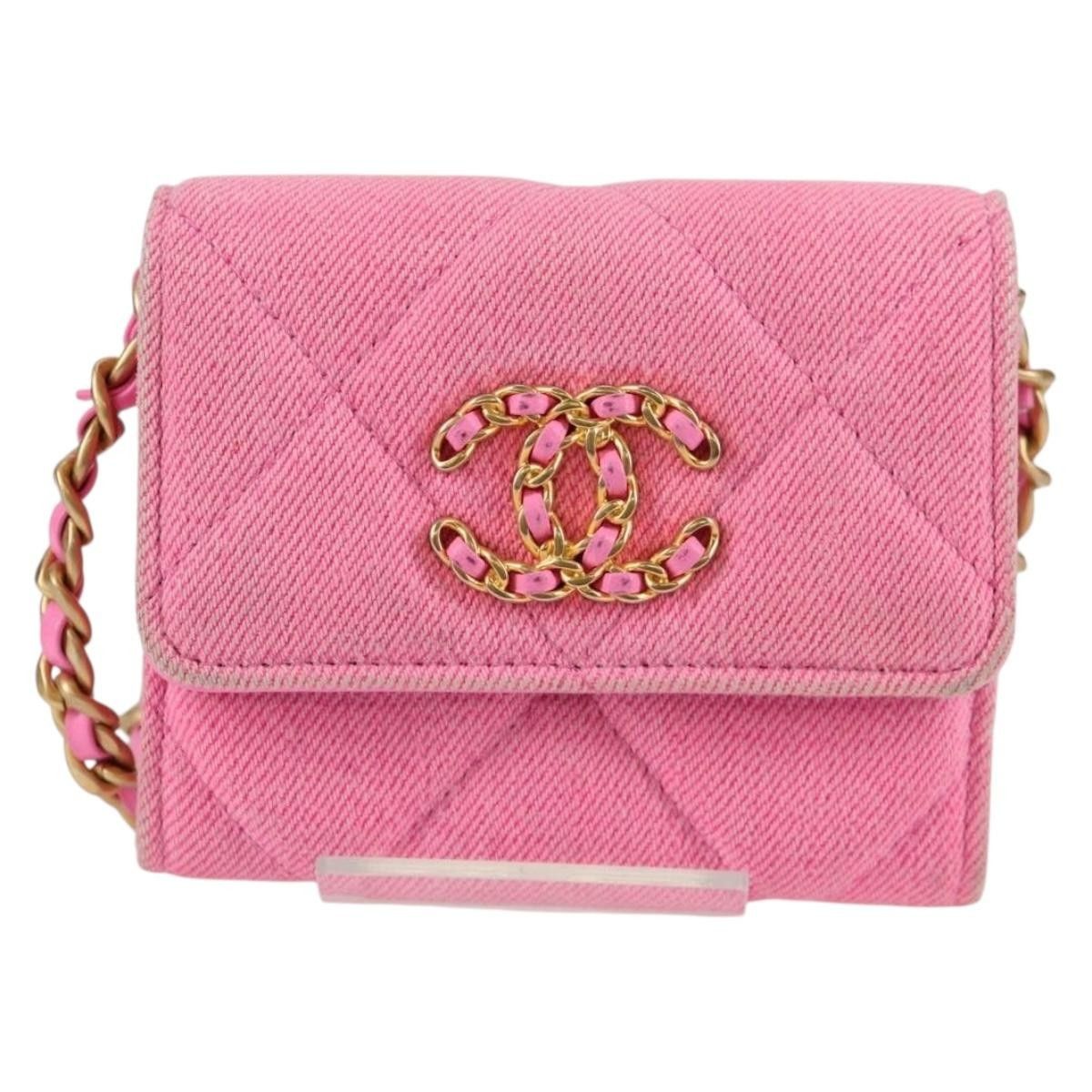 Chanel Chanel 19 Flap Coin Purse With Chain Quilted Denim Size ONE SIZE - 16 Thumbnail