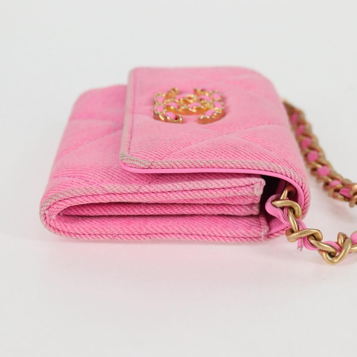 Chanel Chanel 19 Flap Coin Purse With Chain Quilted Denim Size ONE SIZE - 4 Thumbnail