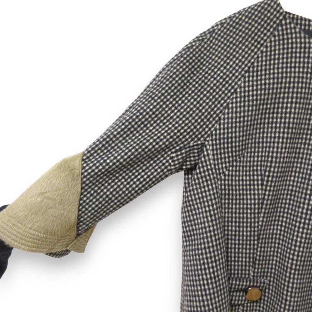 Other Other HAUTE Wool Rabbit Fur Check Pullover Knit Natural Material Tops DUTY FREE for USA Size ONE SIZE - 4 Thumbnail