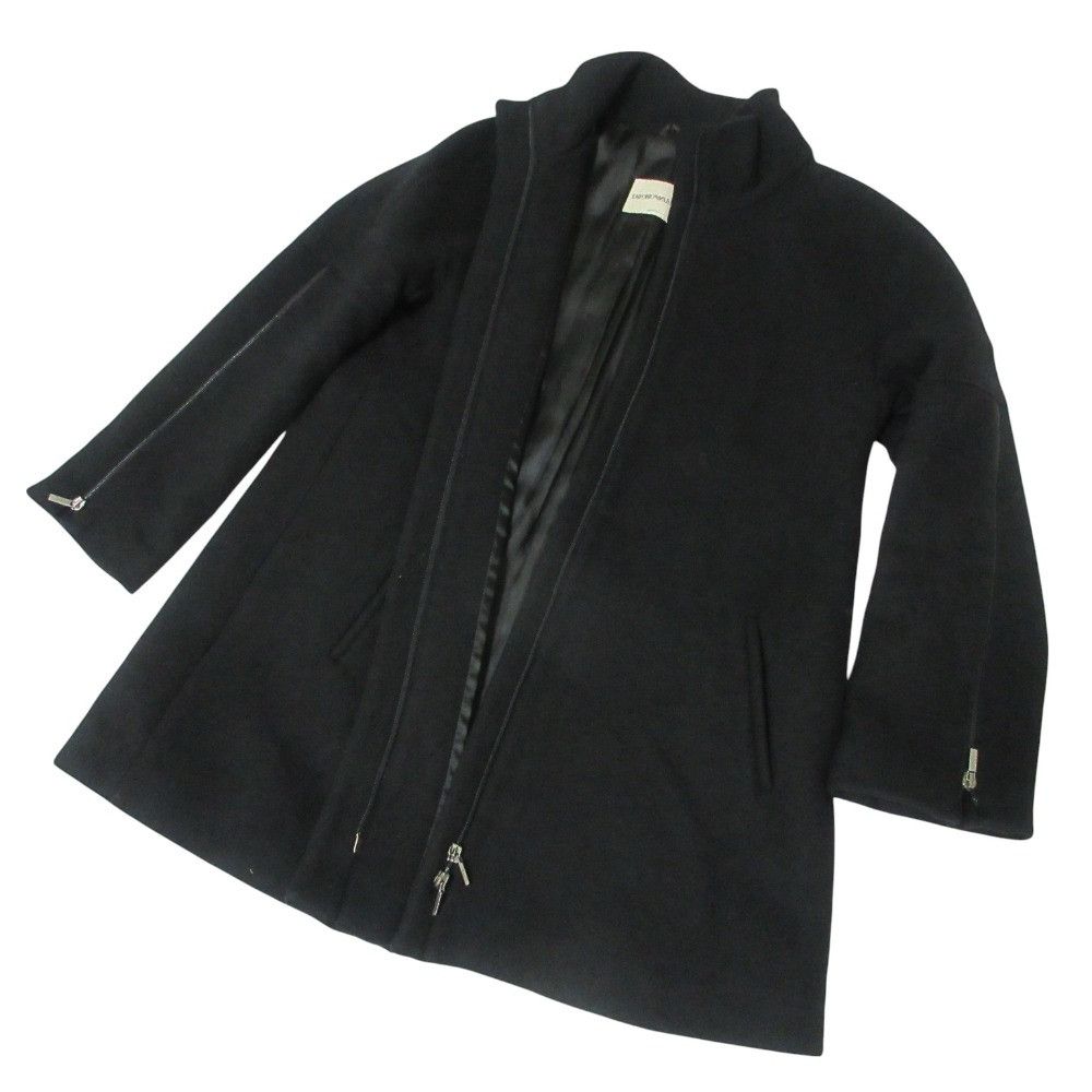 Armani Armani Emporio Armani Sleeve Zip Wool Coat Leather Outerwear DUTY FREE for USA Size ONE SIZE - 4 Thumbnail
