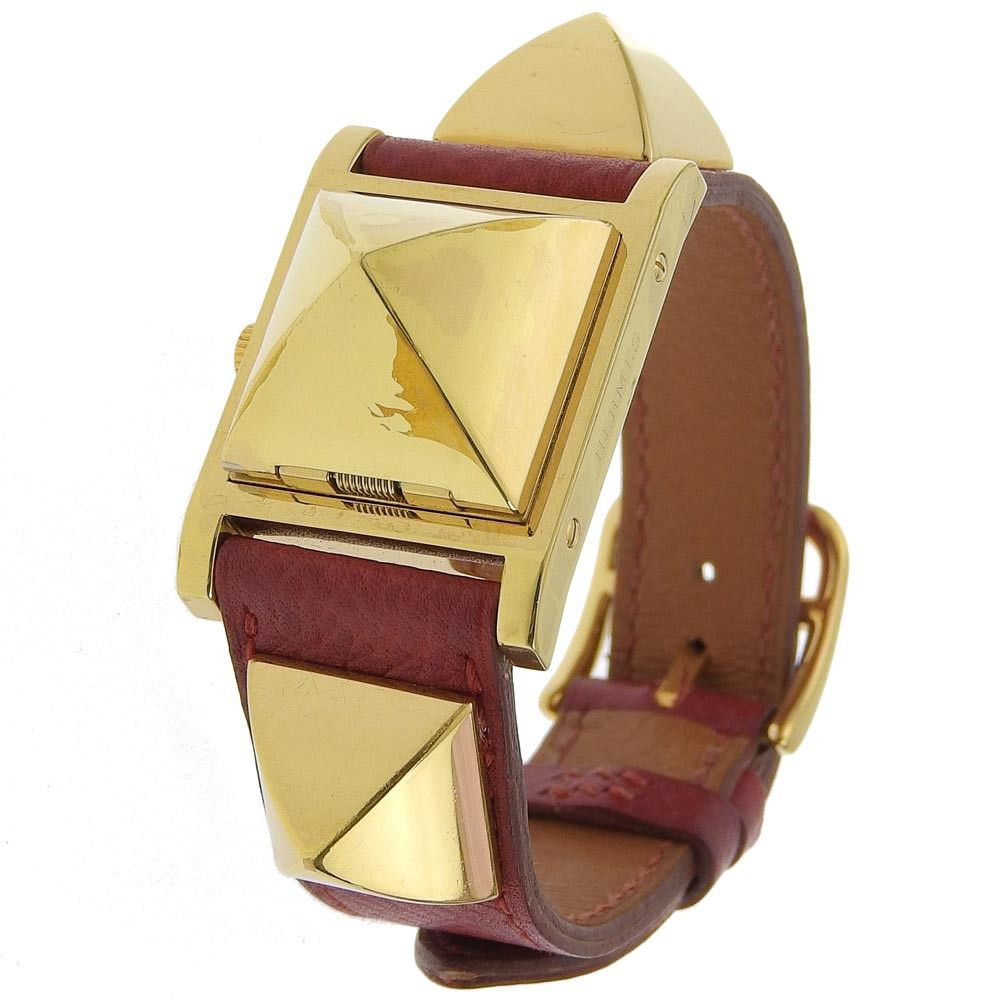 Hermes Hermes Medor Quartz Watch Plated Metal and Leather Size ONE SIZE - 7 Thumbnail