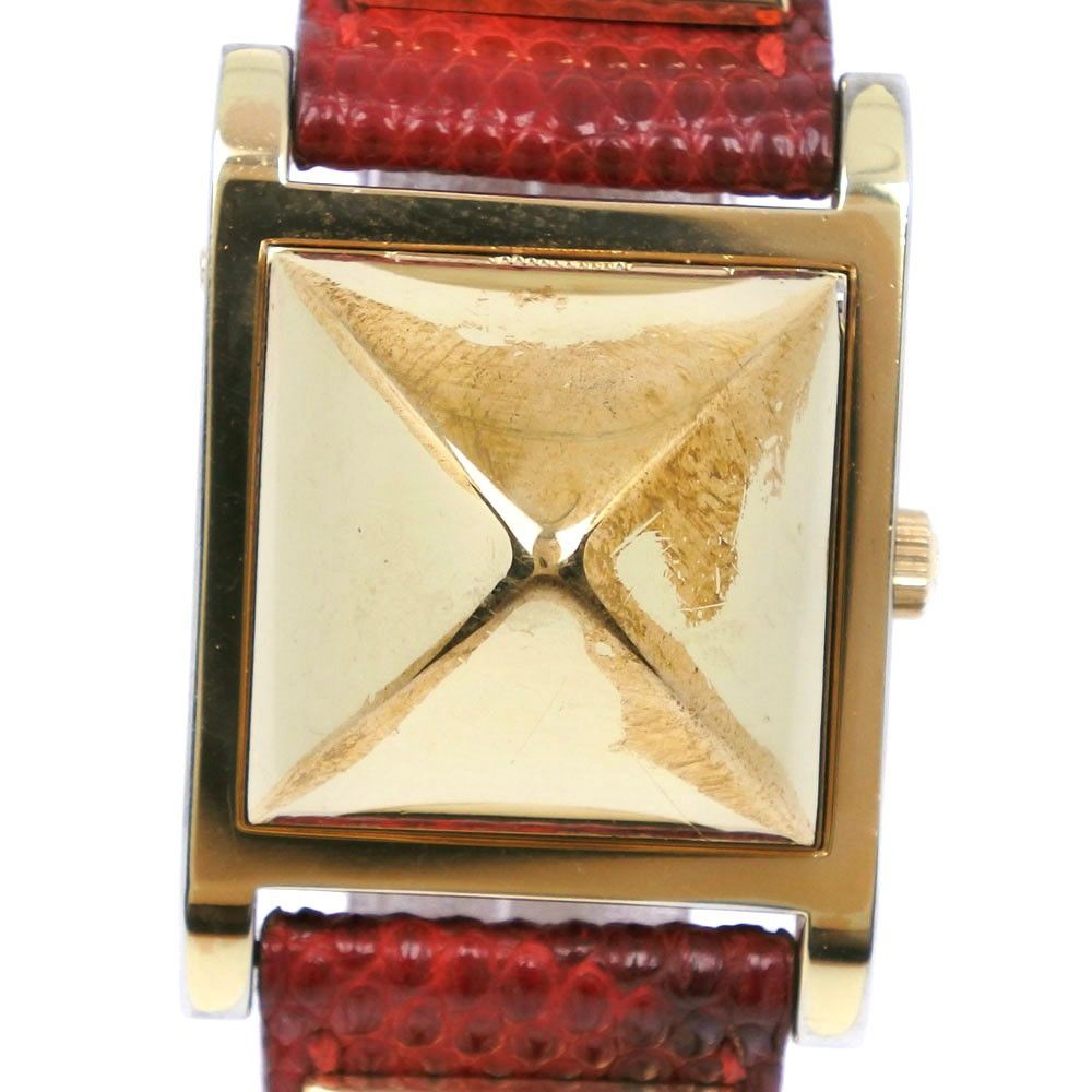 Hermes Hermes Medor Quartz Watch Plated Metal and Leather Size ONE SIZE - 7 Thumbnail