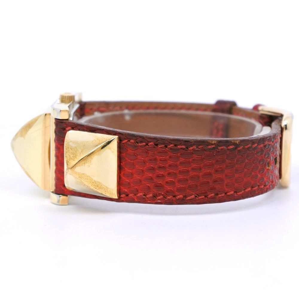 Hermes Hermes Medor Quartz Watch Plated Metal and Leather Size ONE SIZE - 4 Thumbnail