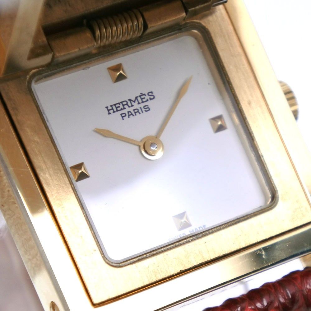 Hermes Hermes Medor Quartz Watch Plated Metal and Leather Size ONE SIZE - 6 Thumbnail