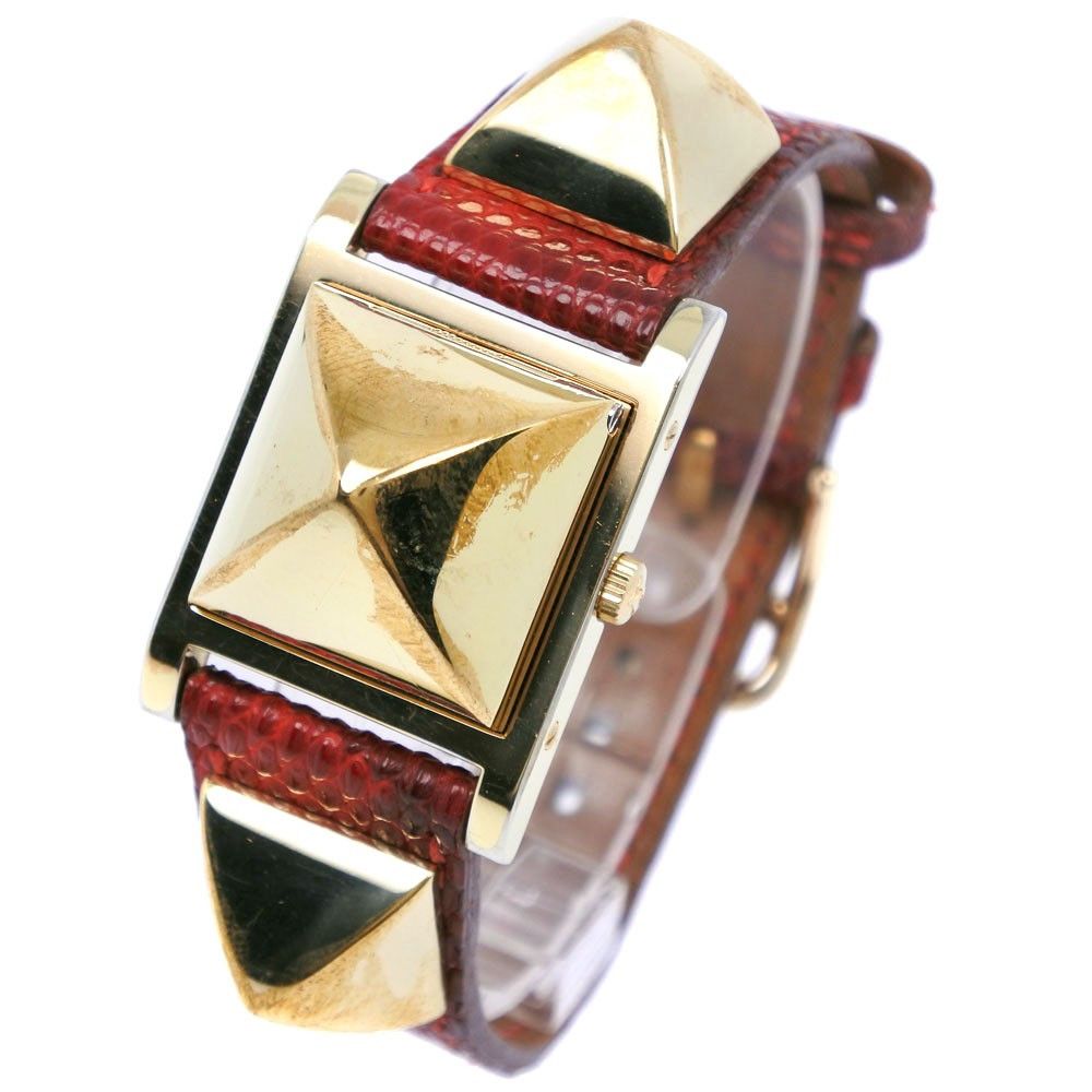 Hermes Hermes Medor Quartz Watch Plated Metal and Leather Size ONE SIZE - 8 Thumbnail