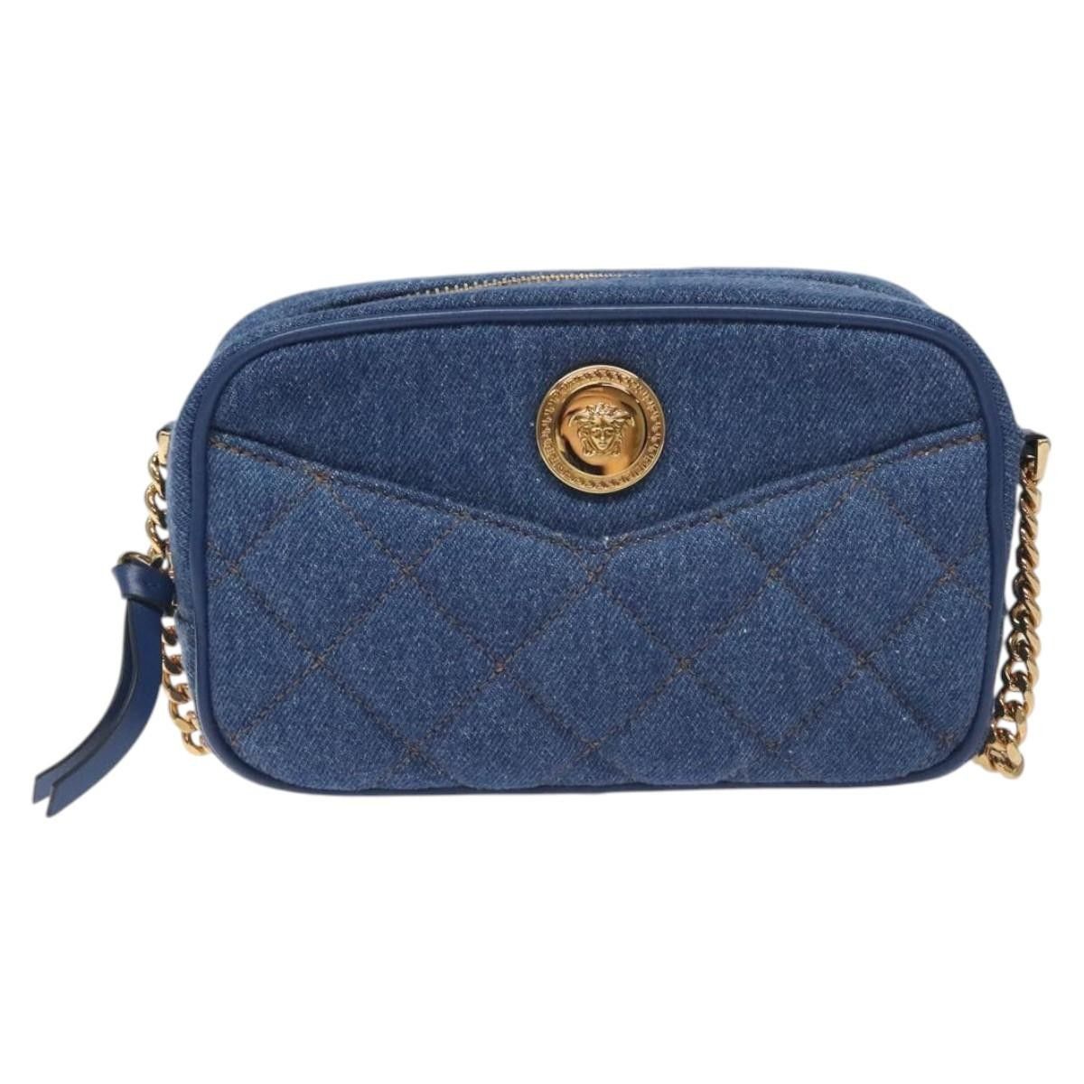 Versace Versace Medusa Icon Front Slip Pocket Camera Bag Quilted Denim Size ONE SIZE - 18 Thumbnail
