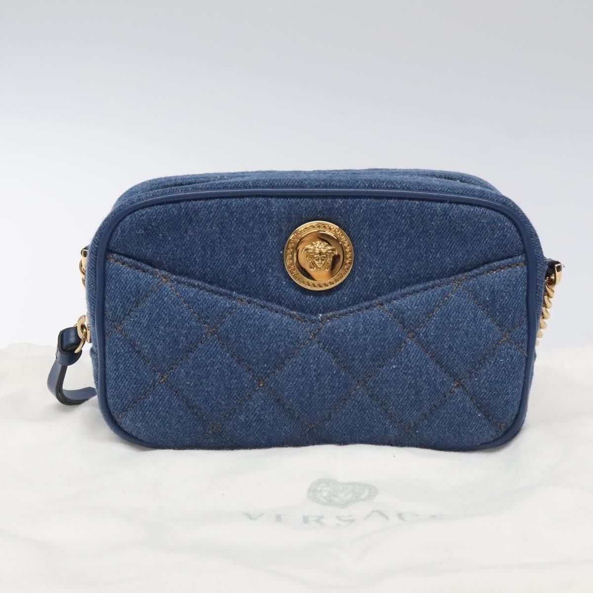 Versace Versace Medusa Icon Front Slip Pocket Camera Bag Quilted Denim Size ONE SIZE - 16 Thumbnail