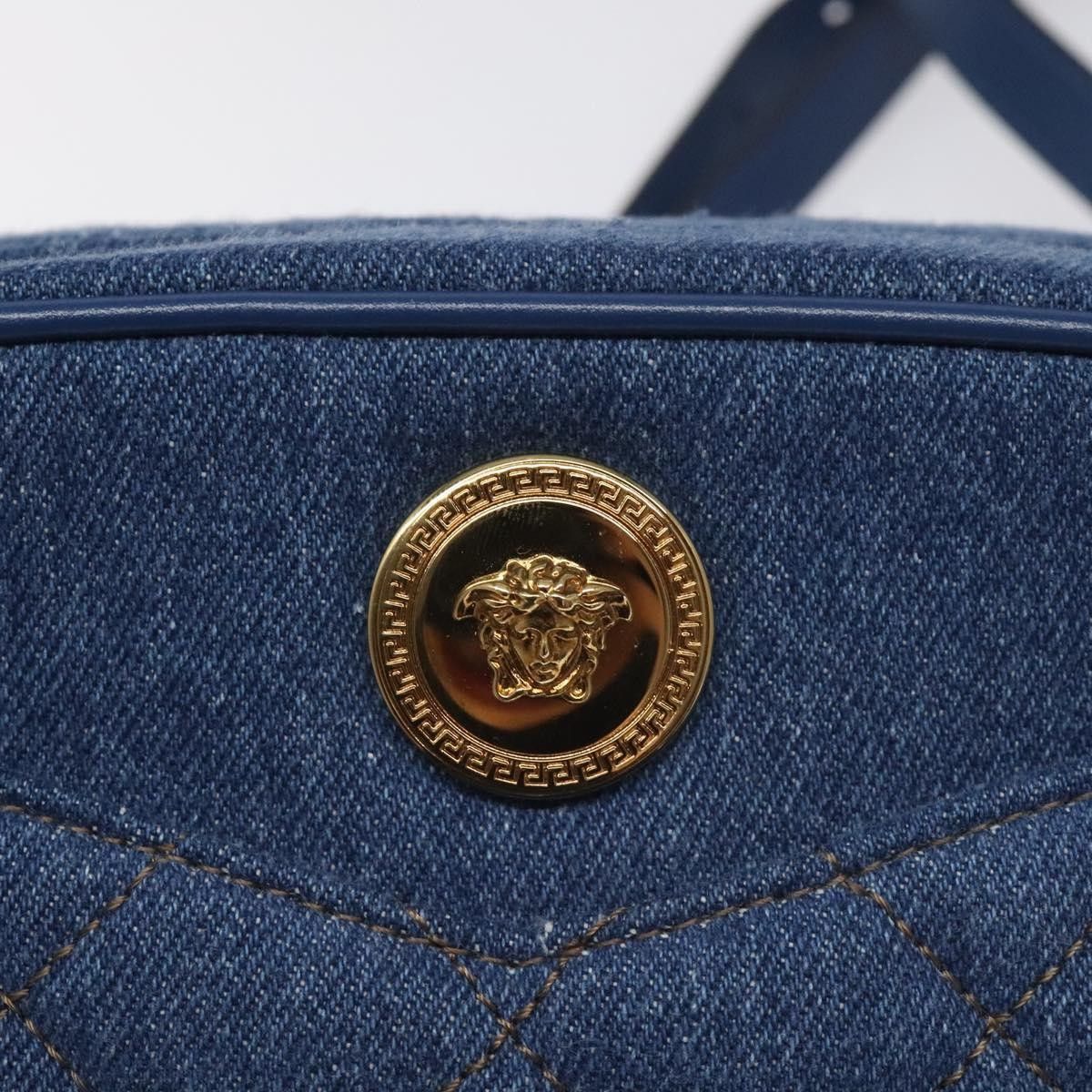 Versace Versace Medusa Icon Front Slip Pocket Camera Bag Quilted Denim Size ONE SIZE - 14 Thumbnail