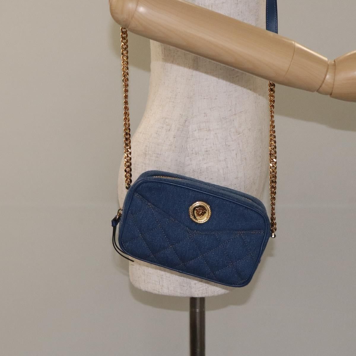 Versace Versace Medusa Icon Front Slip Pocket Camera Bag Quilted Denim Size ONE SIZE - 15 Thumbnail