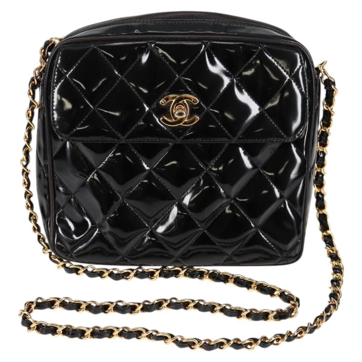 Chanel Chanel Vintage Square Front Pocket Camera Bag Quilted Patent Size ONE SIZE - 19 Thumbnail