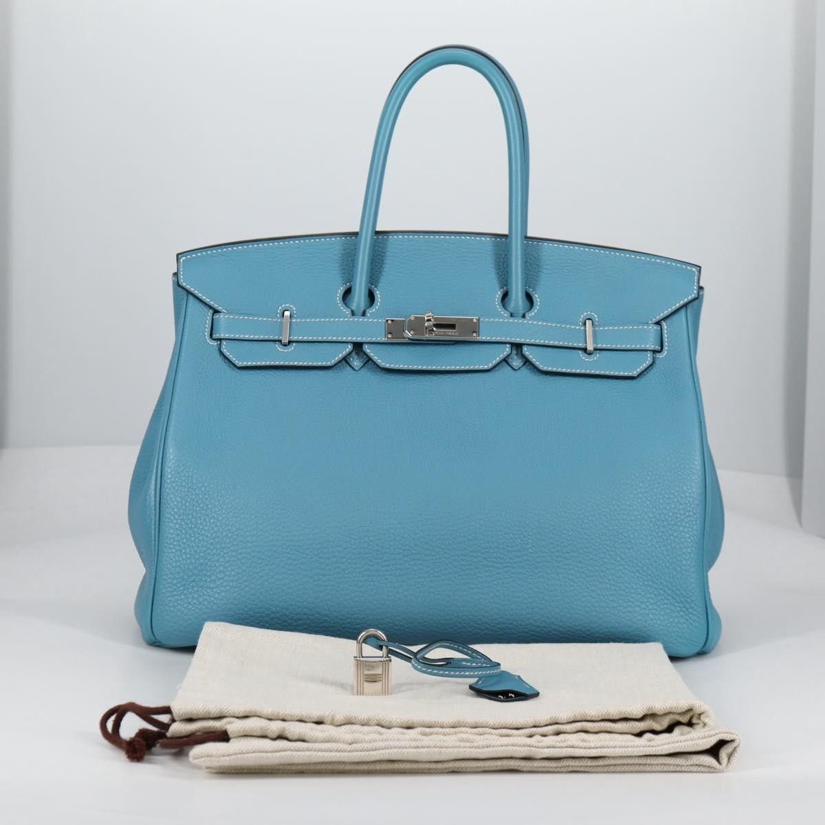 Hermes Hermes Birkin Handbag Blue Togo with Palladium Hardware Size ONE SIZE - 15 Thumbnail