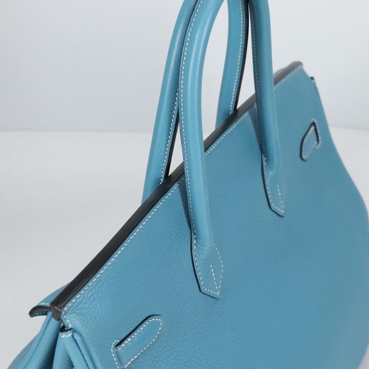 Hermes Hermes Birkin Handbag Blue Togo with Palladium Hardware Size ONE SIZE - 17 Thumbnail