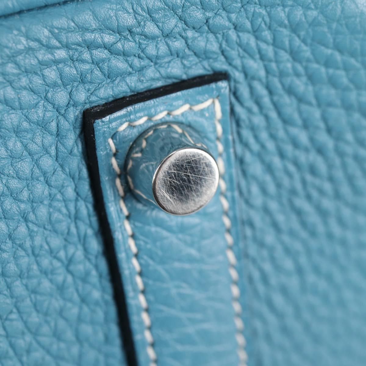 Hermes Hermes Birkin Handbag Blue Togo with Palladium Hardware Size ONE SIZE - 14 Thumbnail