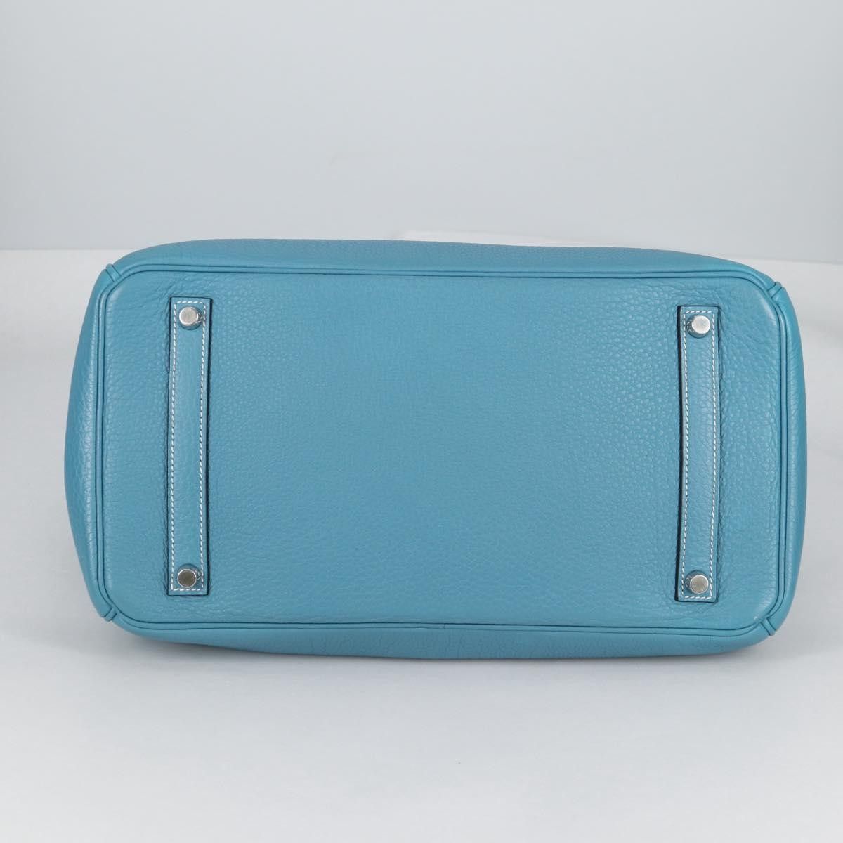 Hermes Hermes Birkin Handbag Blue Togo with Palladium Hardware Size ONE SIZE - 16 Thumbnail