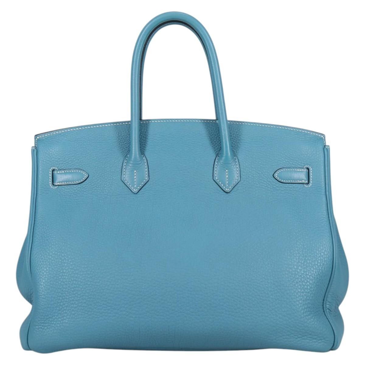 Hermes Hermes Birkin Handbag Blue Togo with Palladium Hardware Size ONE SIZE - 2 Thumbnail