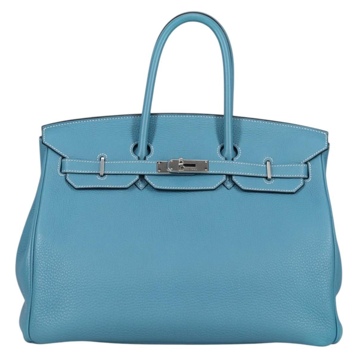 Hermes Hermes Birkin Handbag Blue Togo with Palladium Hardware Size ONE SIZE - 19 Thumbnail