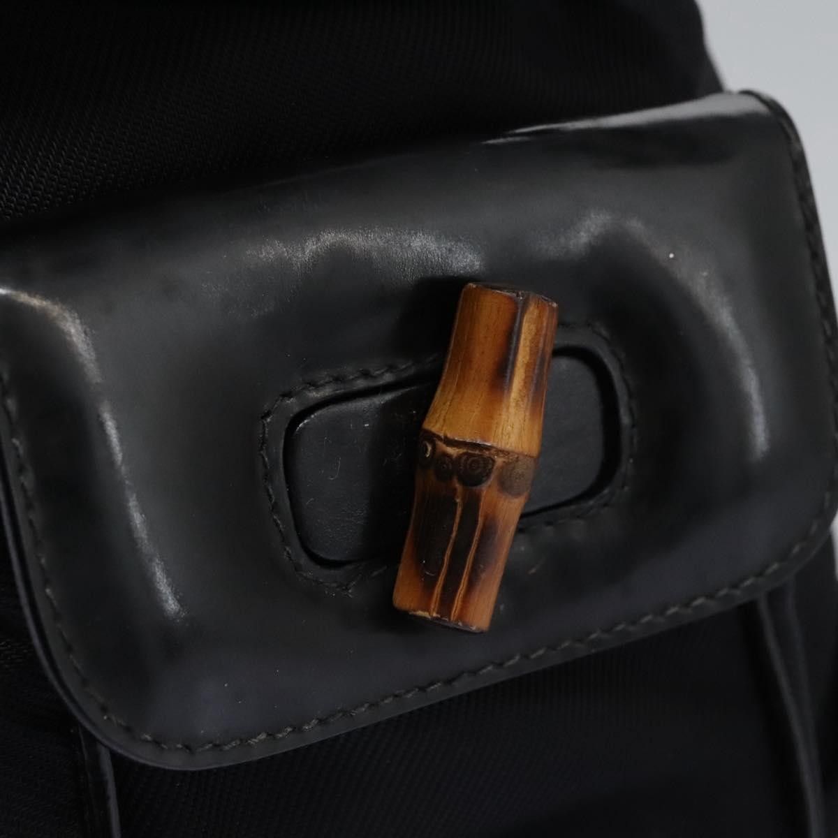 Gucci Gucci Vintage Bamboo Backpack Nylon and Patent Leather Size ONE SIZE - 14 Thumbnail