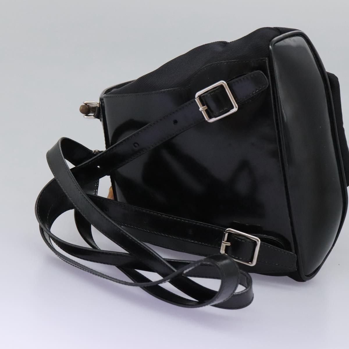 Gucci Gucci Vintage Bamboo Backpack Nylon and Patent Leather Size ONE SIZE - 13 Thumbnail