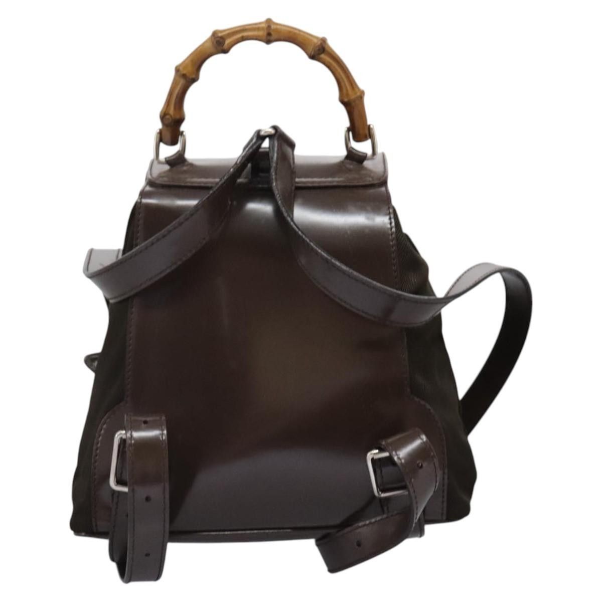 Gucci Gucci Vintage Bamboo Backpack Nylon and Patent Leather Size ONE SIZE - 2 Thumbnail
