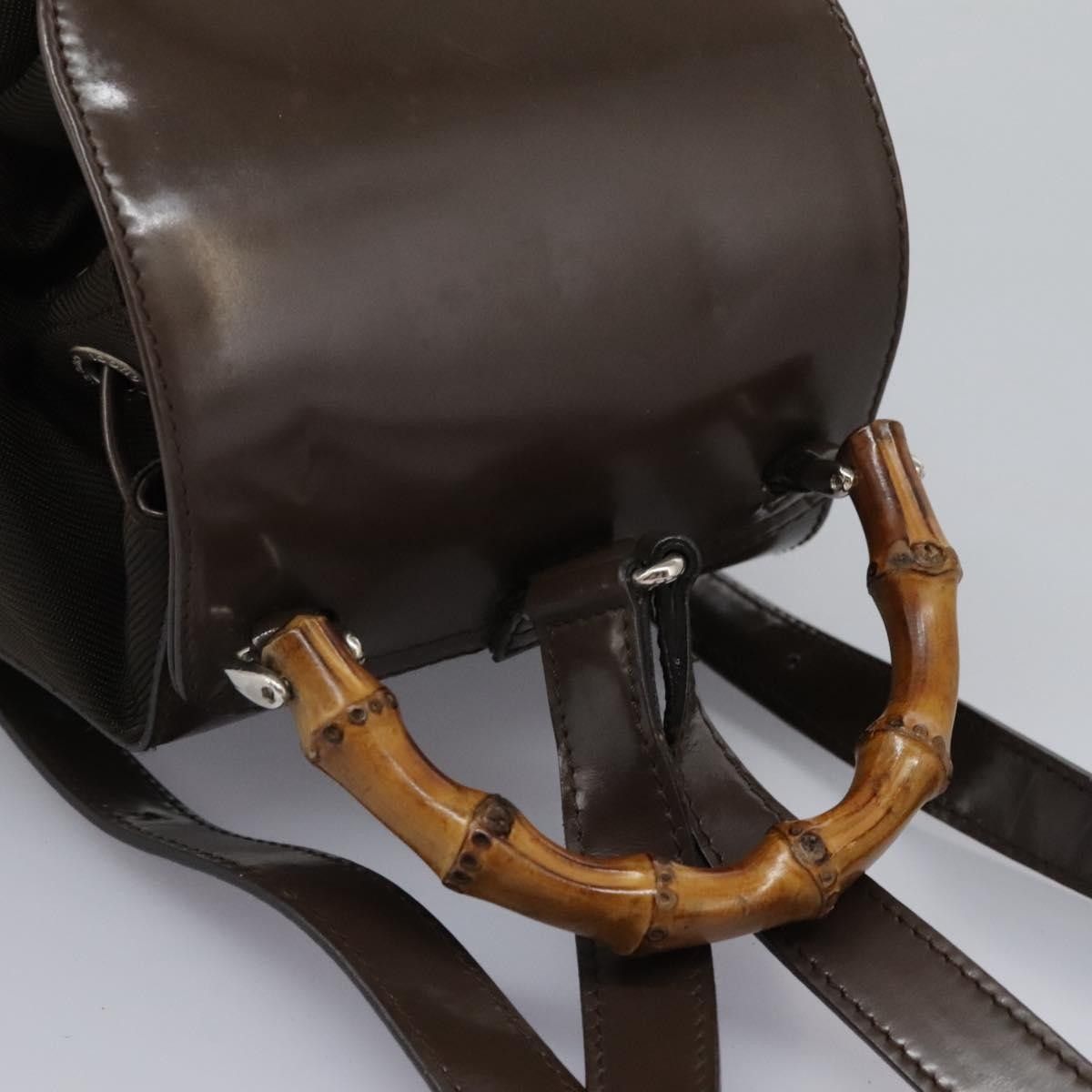 Gucci Gucci Vintage Bamboo Backpack Nylon and Patent Leather Size ONE SIZE - 8 Thumbnail