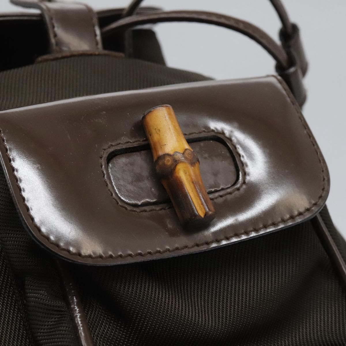Gucci Gucci Vintage Bamboo Backpack Nylon and Patent Leather Size ONE SIZE - 20 Thumbnail