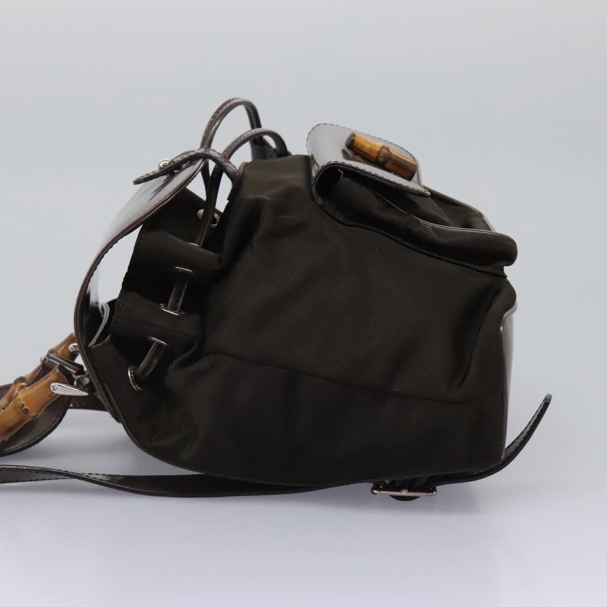 Gucci Gucci Vintage Bamboo Backpack Nylon and Patent Leather Size ONE SIZE - 3 Thumbnail