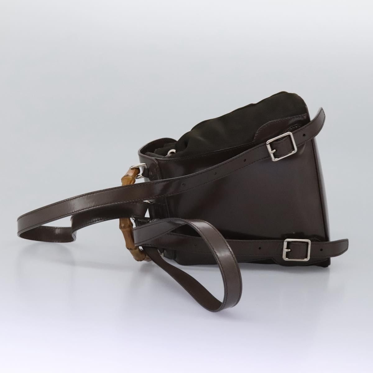 Gucci Gucci Vintage Bamboo Backpack Nylon and Patent Leather Size ONE SIZE - 15 Thumbnail