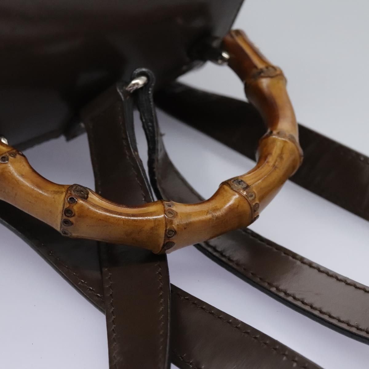 Gucci Gucci Vintage Bamboo Backpack Nylon and Patent Leather Size ONE SIZE - 14 Thumbnail