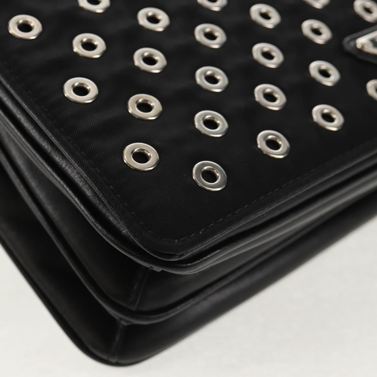 Prada Prada Grommet Chain Flap Shoulder Bag Tessuto with Soft Calf Size ONE SIZE - 9 Thumbnail