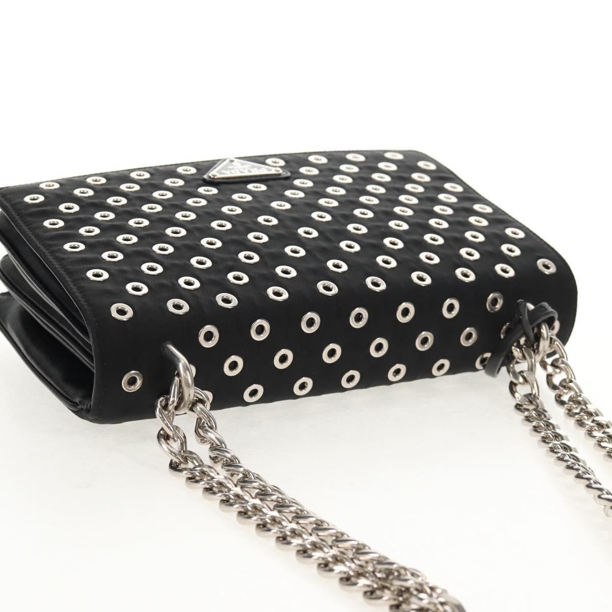 Prada Prada Grommet Chain Flap Shoulder Bag Tessuto with Soft Calf Size ONE SIZE - 18 Thumbnail