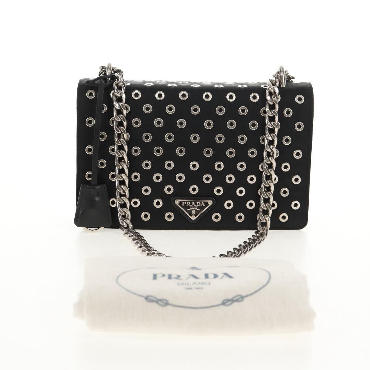 Prada Prada Grommet Chain Flap Shoulder Bag Tessuto with Soft Calf Size ONE SIZE - 15 Thumbnail