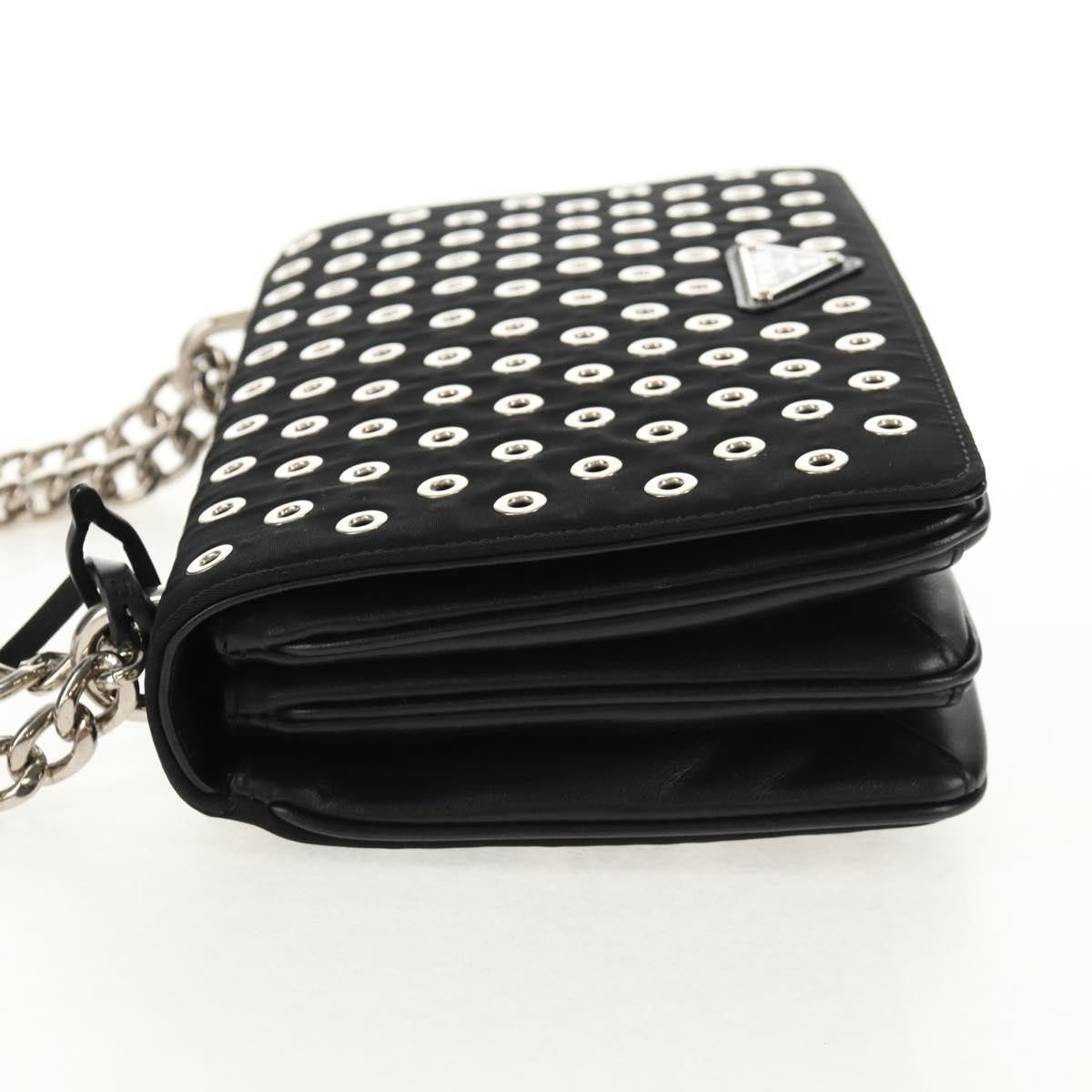 Prada Prada Grommet Chain Flap Shoulder Bag Tessuto with Soft Calf Size ONE SIZE - 3 Thumbnail