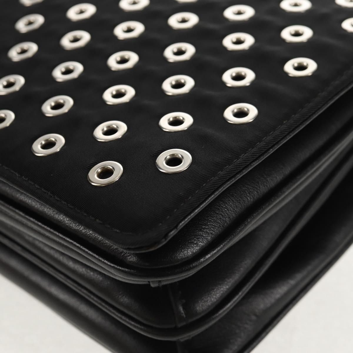 Prada Prada Grommet Chain Flap Shoulder Bag Tessuto with Soft Calf Size ONE SIZE - 10 Thumbnail