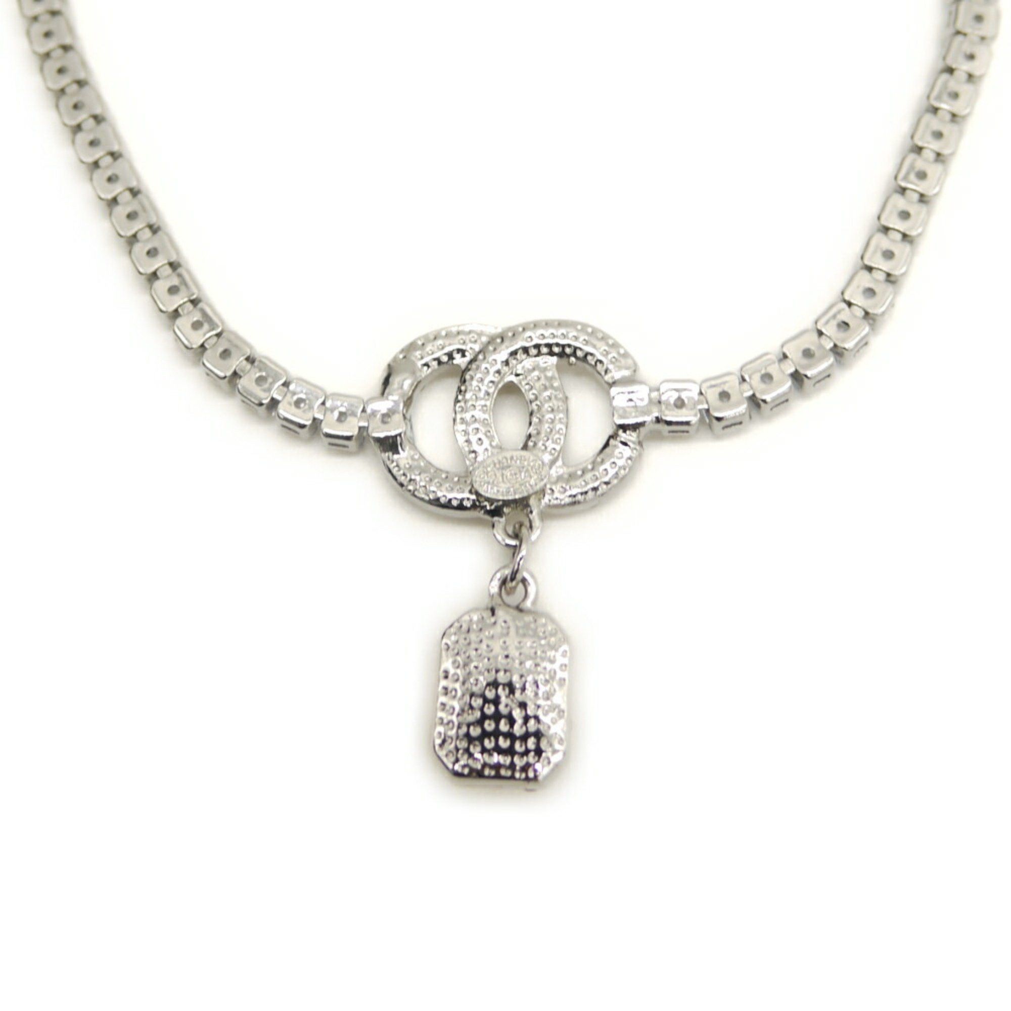 Chanel CHANEL Pink Crystal Coco Mark Pendant Tennis Necklace Size ONE SIZE - 2 Thumbnail