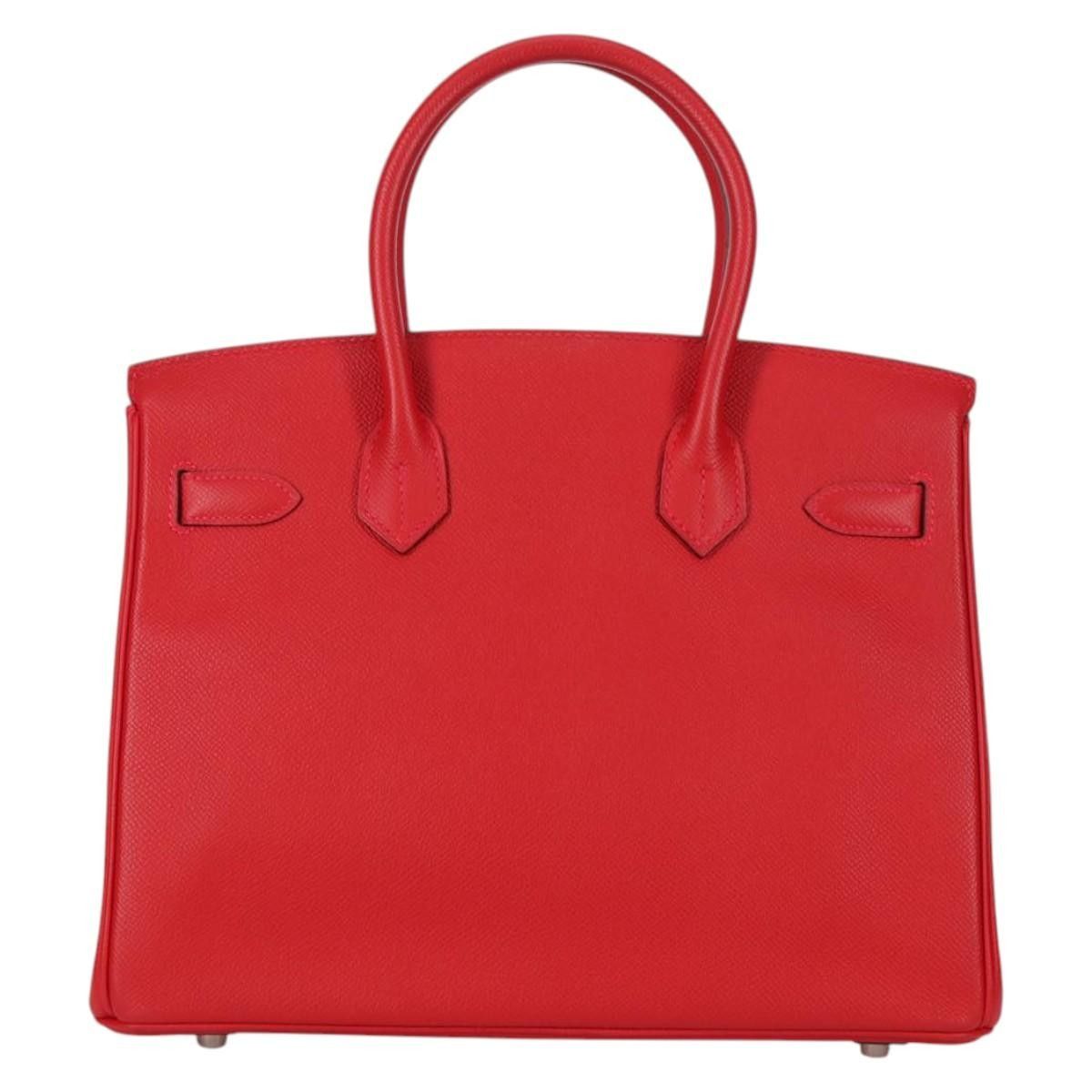 Hermes Hermes Birkin Handbag Red Epsom with Palladium Hardware Size ONE SIZE - 2 Thumbnail