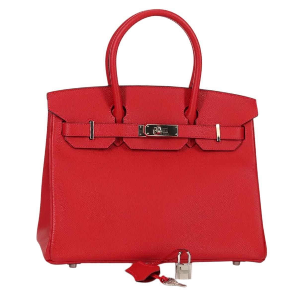 Hermes Hermes Birkin Handbag Red Epsom with Palladium Hardware Size ONE SIZE - 13 Thumbnail