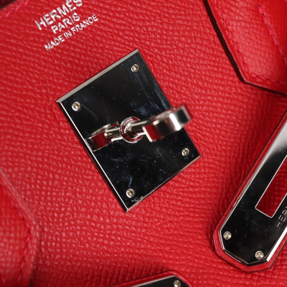 Hermes Hermes Birkin Handbag Red Epsom with Palladium Hardware Size ONE SIZE - 21 Thumbnail