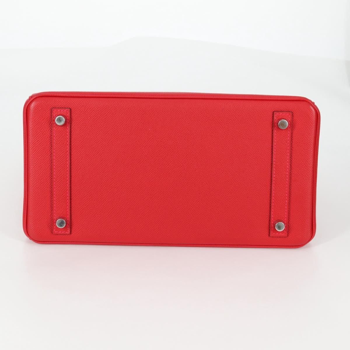 Hermes Hermes Birkin Handbag Red Epsom with Palladium Hardware Size ONE SIZE - 17 Thumbnail