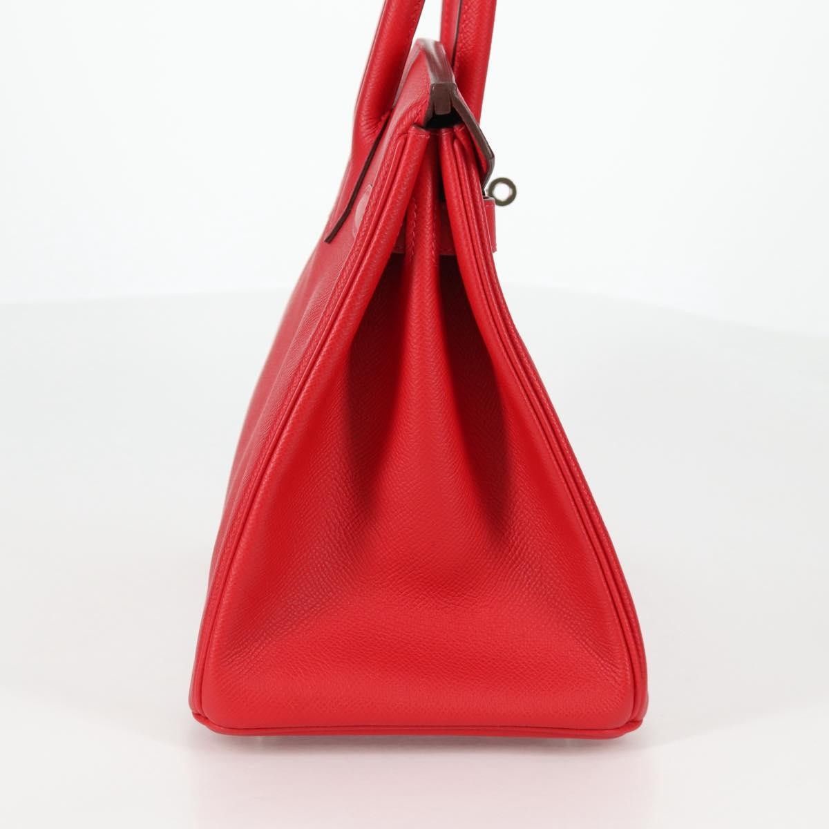 Hermes Hermes Birkin Handbag Red Epsom with Palladium Hardware Size ONE SIZE - 4 Thumbnail