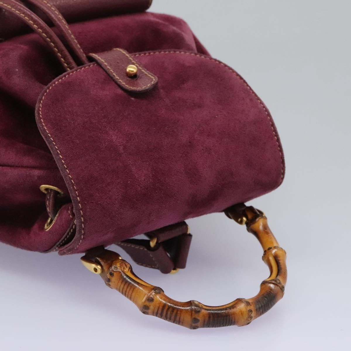 Gucci Gucci Vintage Bamboo Backpack Suede Size ONE SIZE - 8 Thumbnail